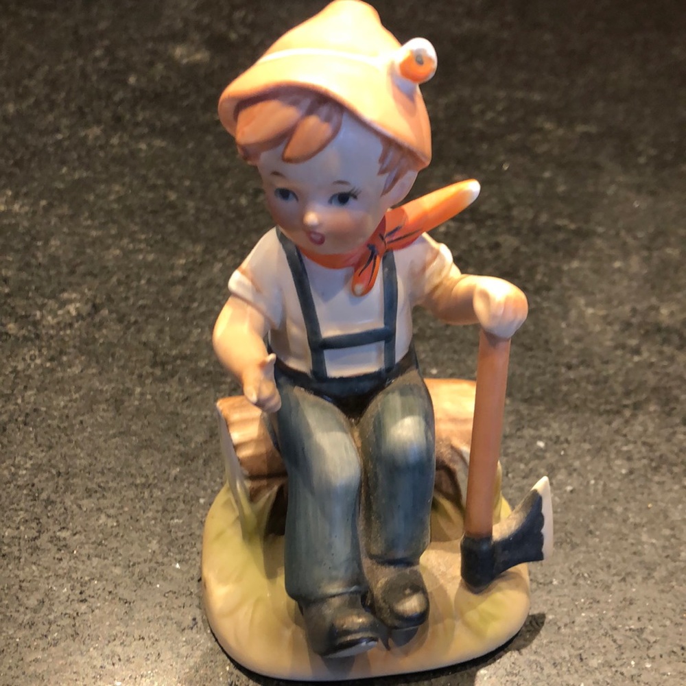 Boy with axe Figurine, Made in Japan